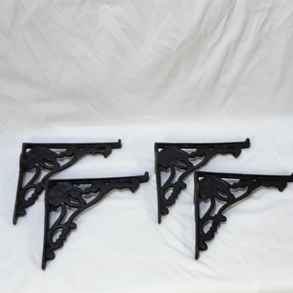 Antique Cast Iron Shelf Brackets No 103 Set 4 Ornate Victorian Reclaimed Salvage